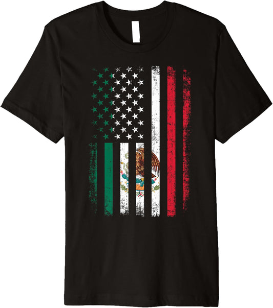 Mexico USA flag for mexican roots and independence day Premium T-Shirt
