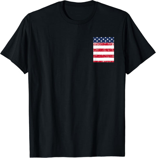 USA Pocket T-Shirt with American Flag for 4th of July