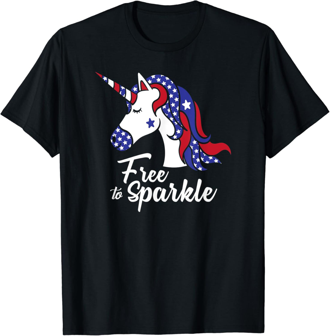 Free to Sparkle Patriotic Unicorn 4th of July T-Shirt