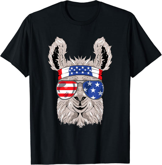 USA Patriotic Llama Shirt - July 4th T-shirt - Alpaca