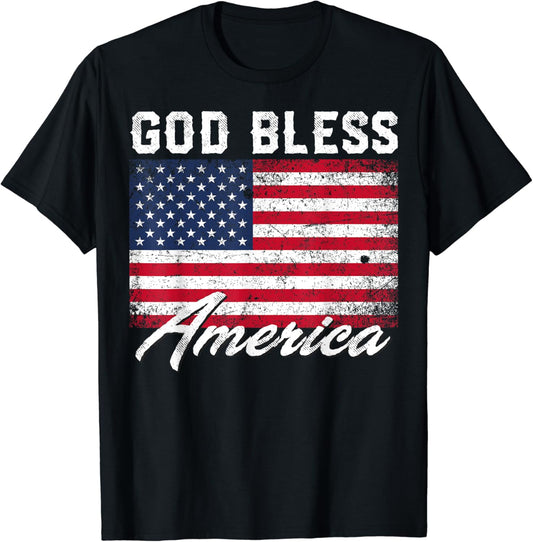 God Bless America USA Flag 4th of July Patriotic T-Shirt