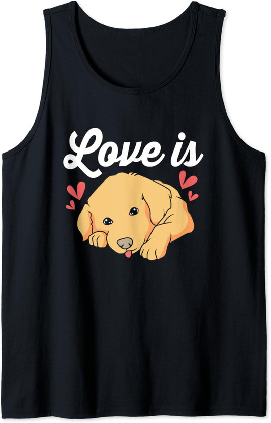 Dog Lover Pet Puppy I Love My Golden Retriever Tank Top