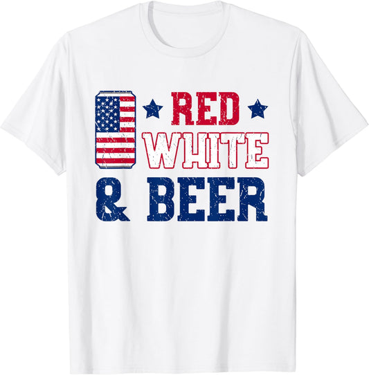 Red White And Beer Shirt - USA 4th of July Gift
