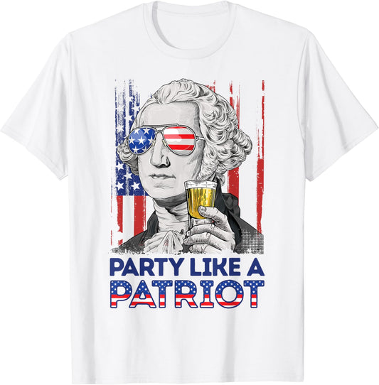 George Washington Party Like A Patriot 4th of July T shirt