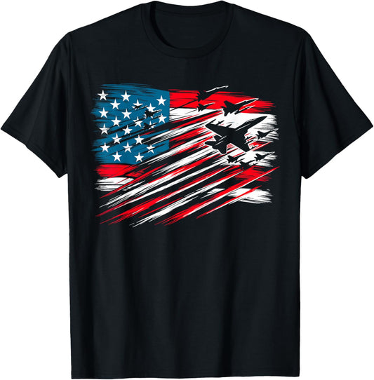 Patriotic USA Flag Fighter Jets 4th of July T-Shirt