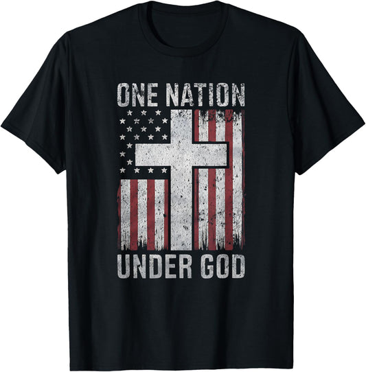 ONE NATION UNDER GOD 4TH OF JULY VINTAGE PATRIOTIC CHRISTIAN T-Shirt