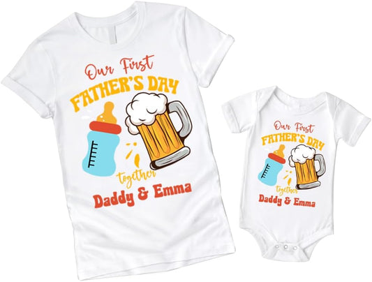 Personalized First Fathers Day Shirt, Daddy and Baby Matching Outfits, Dad and Son Matching Shirts, Fathers Day Shirt