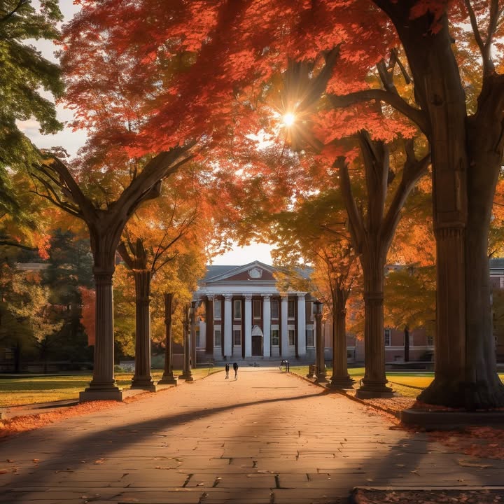 The ivy crawling across old stone buildings.