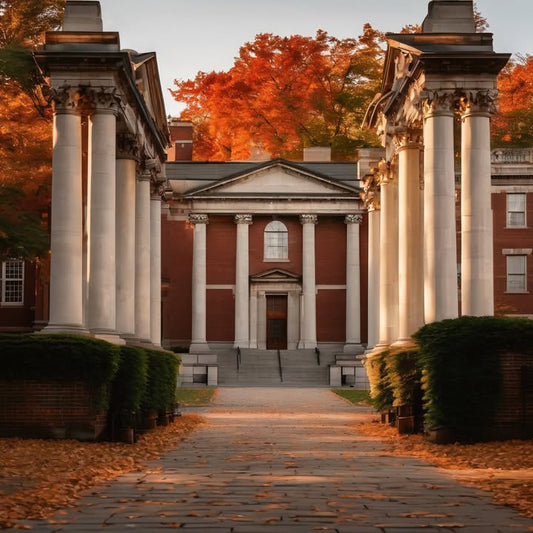 Lamplight reflecting on cobblestones after dark.
