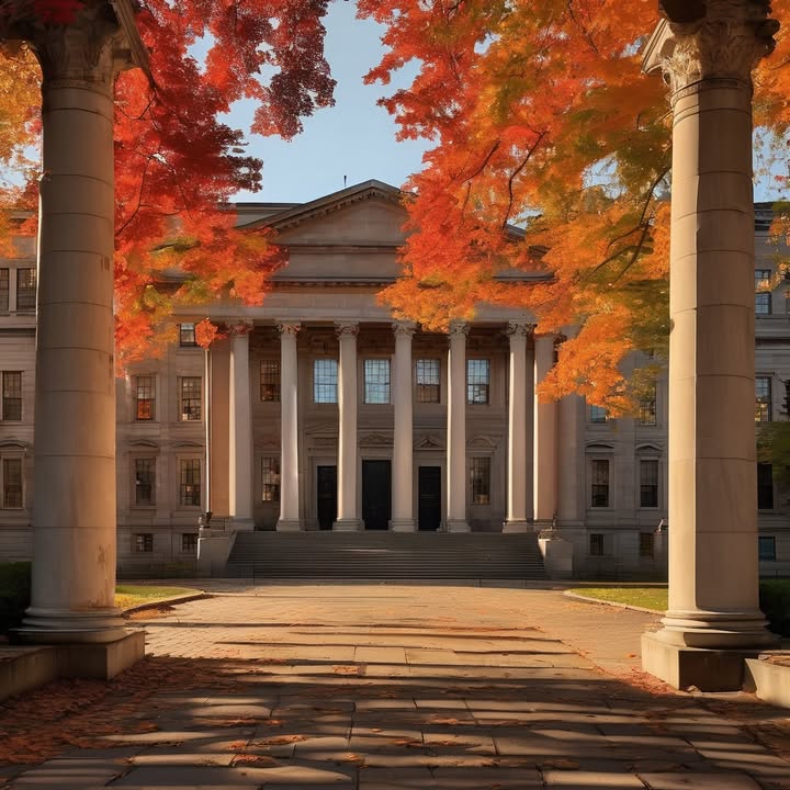 Building a snowman in the middle of the quad.