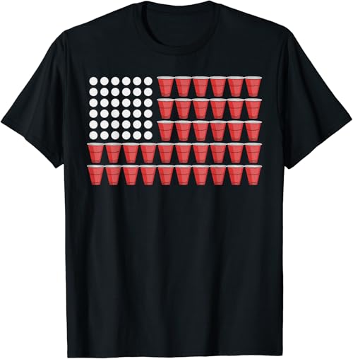 Beer Pong American Flag Shirt 4th Of July Fourth Party T-Shirt