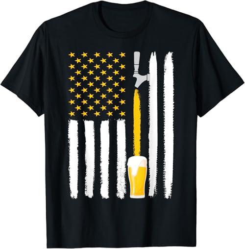 Craft Beer American Flag USA T-Shirt, 4th July Brewery T-Shirt