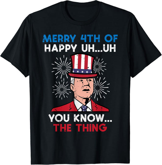 Merry 4th Of July Joe Funny Confused Patriot Men Women T-Shirt