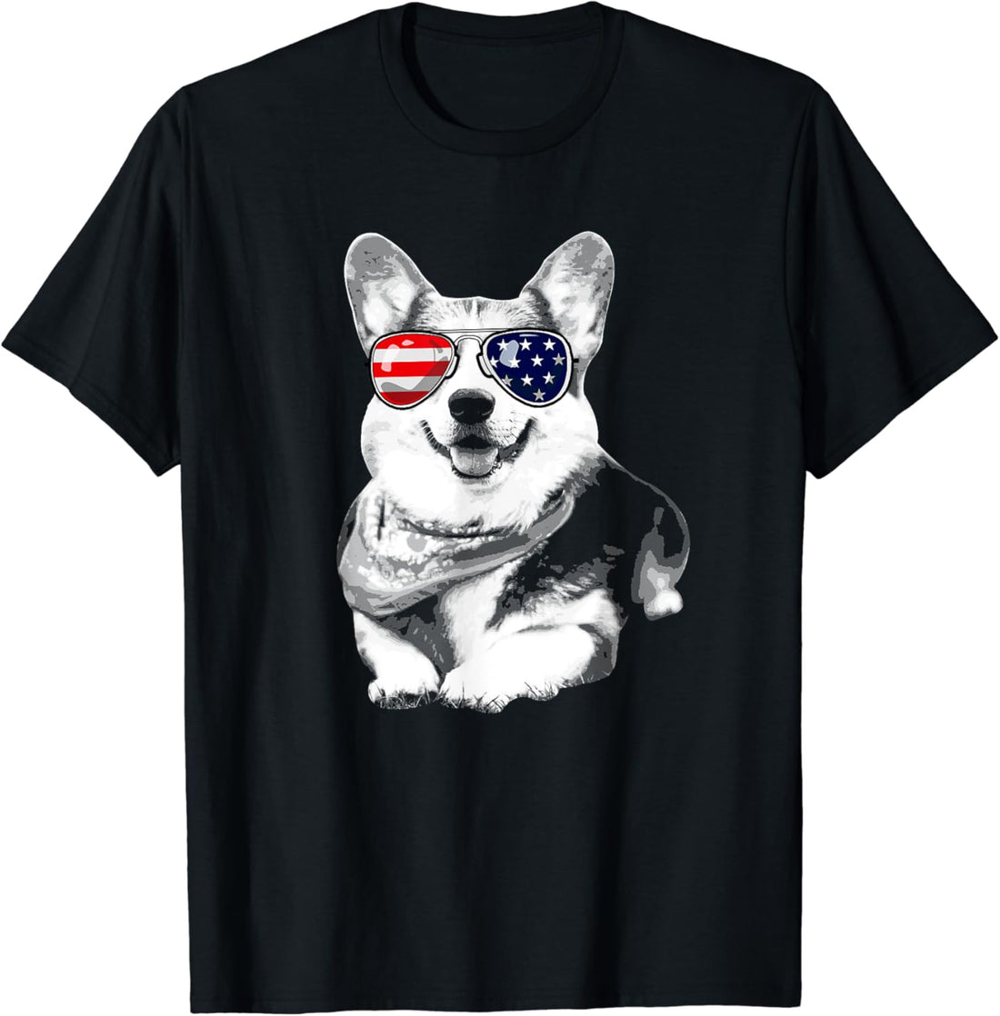 Corgi American Flag Sunglasses tshirt 4th of July Corgi Gift