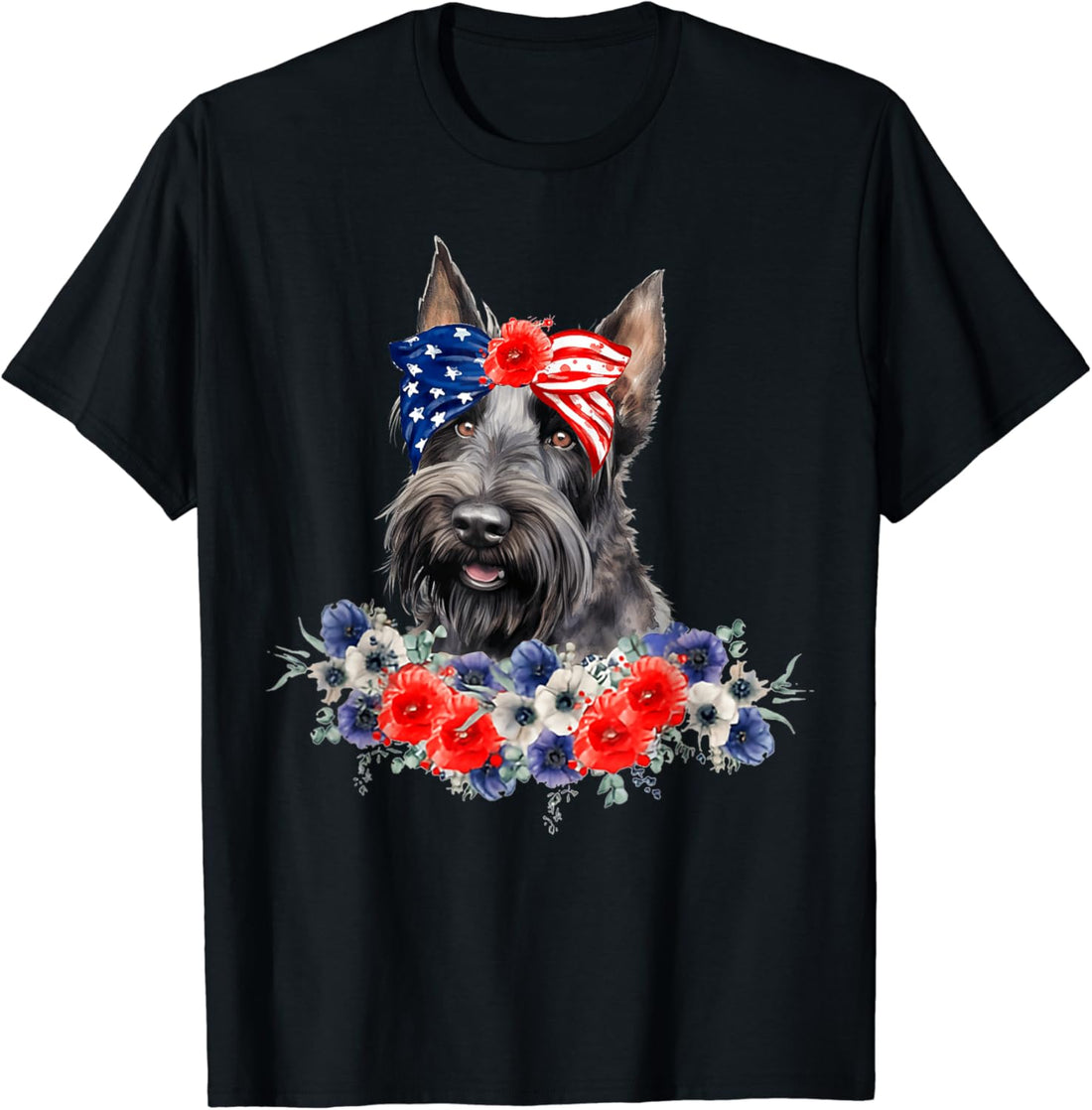 Scottish Terrier Dog Bandana American Flag 4th Of July T-Shirt