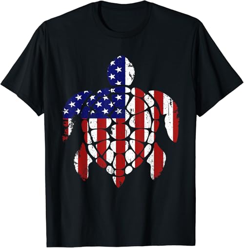 Sea Turtle 4th of July American USA Flag Patriotic Gift T-Shirt