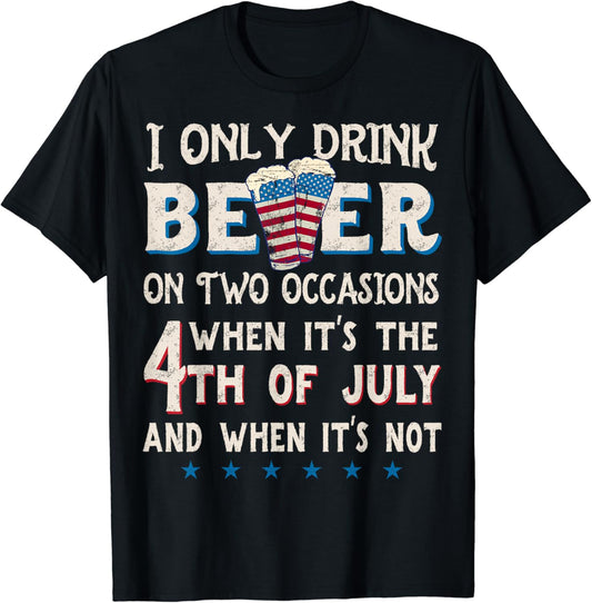 Funny 4th of July Beer Party Shirt with American Flag Men
