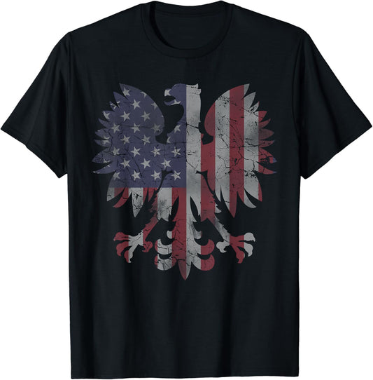 Polish American Flag T-Shirt 4th of July Shirt