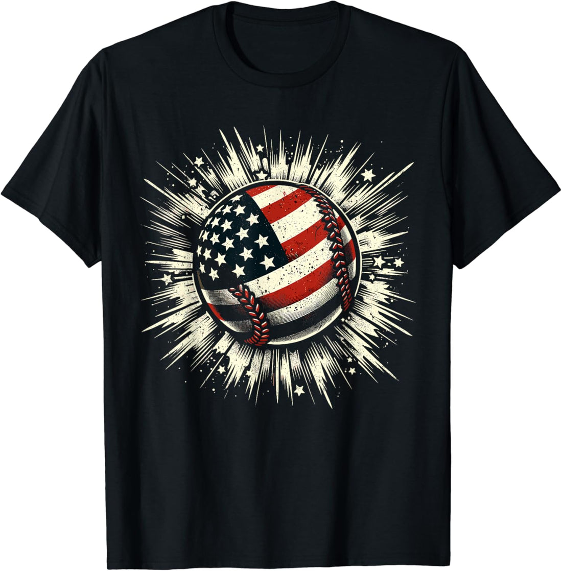 Patriotic Baseball 4th Of July USA American Flag T-Shirt