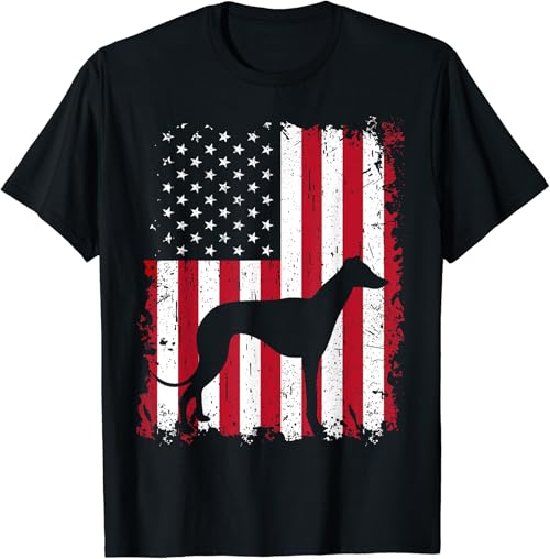 Greyhound 4th of July Patriotic American USA Flag Gift T-Shirt