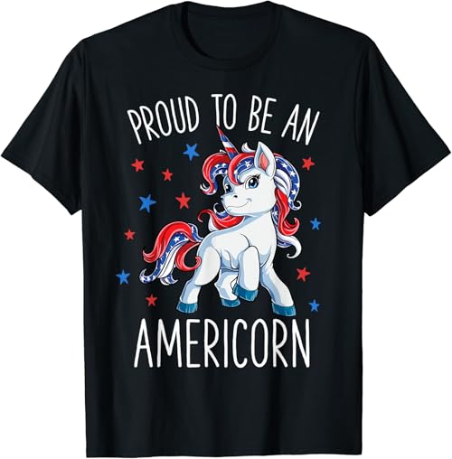 Americorn Unicorn 4th of July T shirt Girls Mericorn Merica