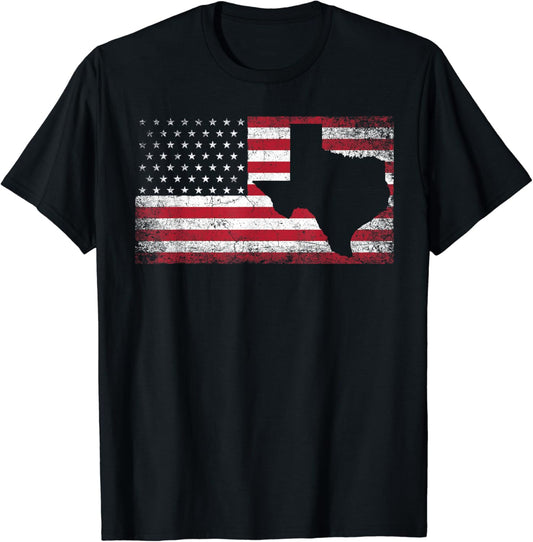 American Flag Texas 4th of July Vintage Retro Gift Men Women T-Shirt