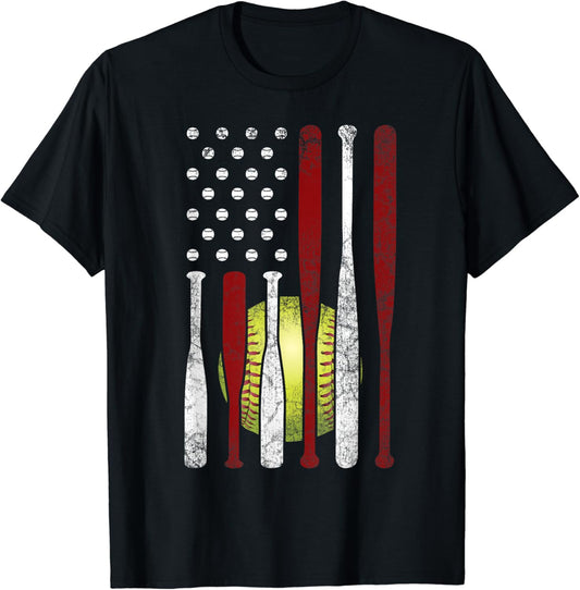 American Flag Softball Shirt 4th of July Pride