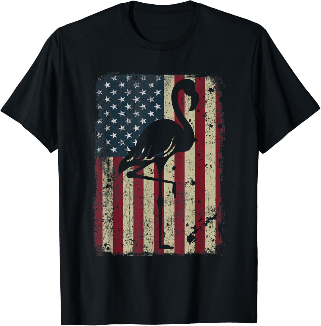flamingo 4th of july vintage american flag funny Patriotic T-Shirt