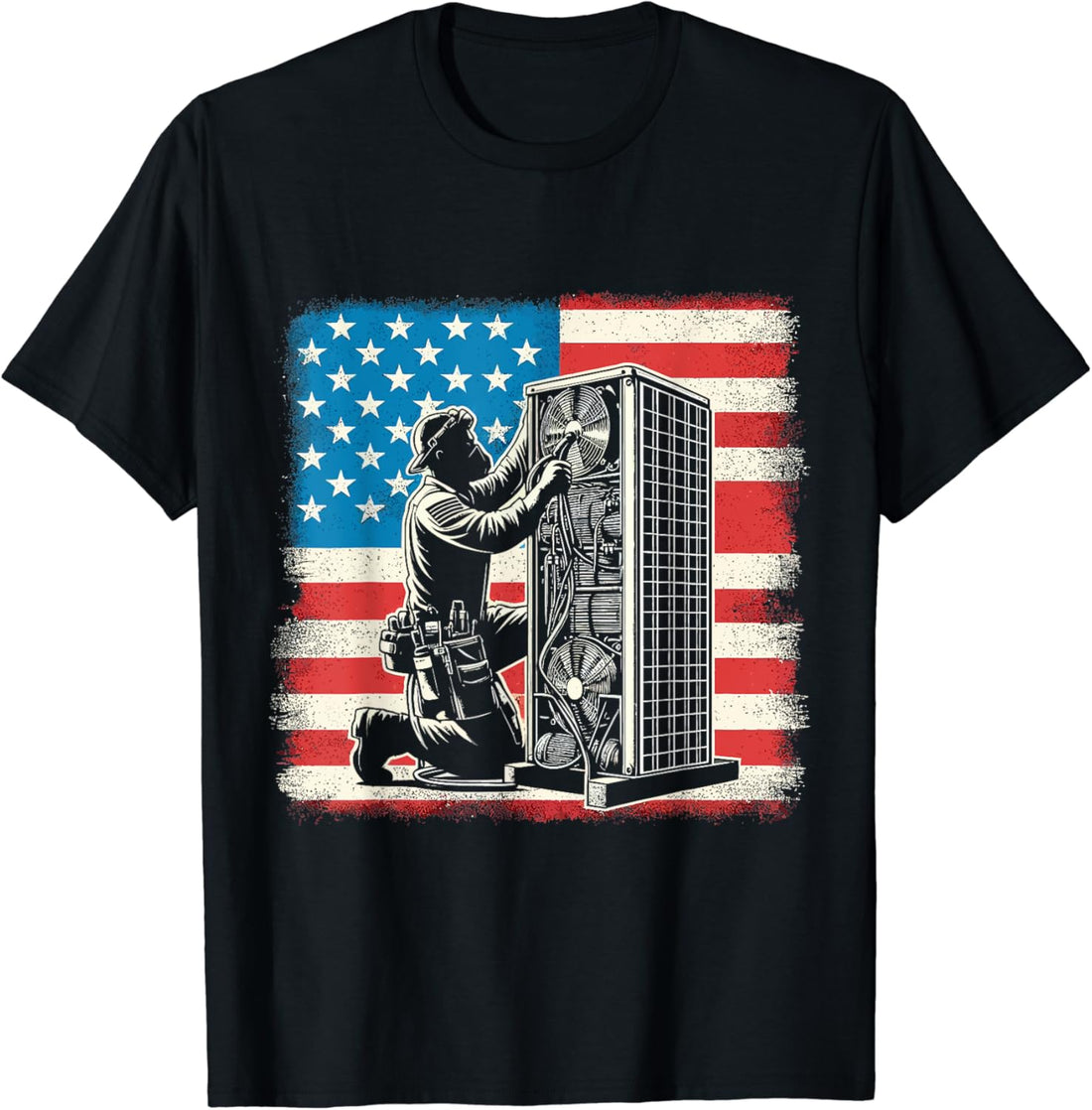 Patriotic American Flag 4th Of July HVAC Technician Tech T-Shirt