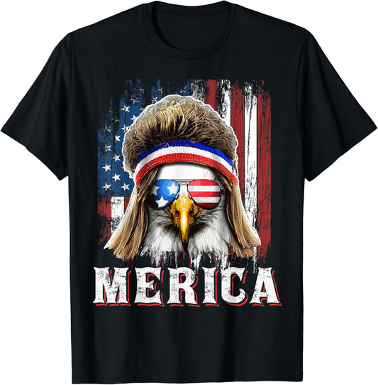 Merica Eagle Mullet Shirt 4th of July American Flag Shirt