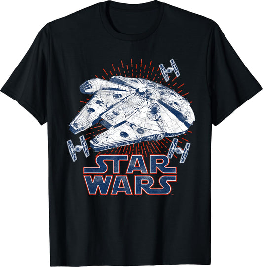 Star Wars Falcon Logo 4th Of July Fireworks Graphic T-Shirt