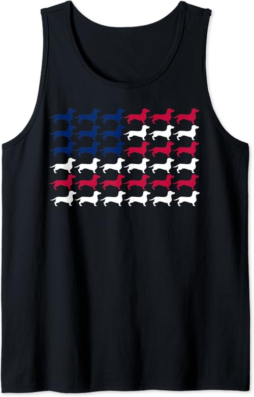 Dachshund American Flag USA Patriotic Dog Lover 4th of July Tank Top