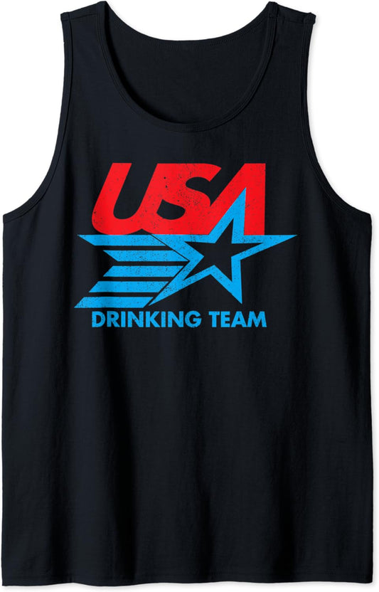 USA Drinking Team 4th of July Funny Independence Day Drunk Tank Top