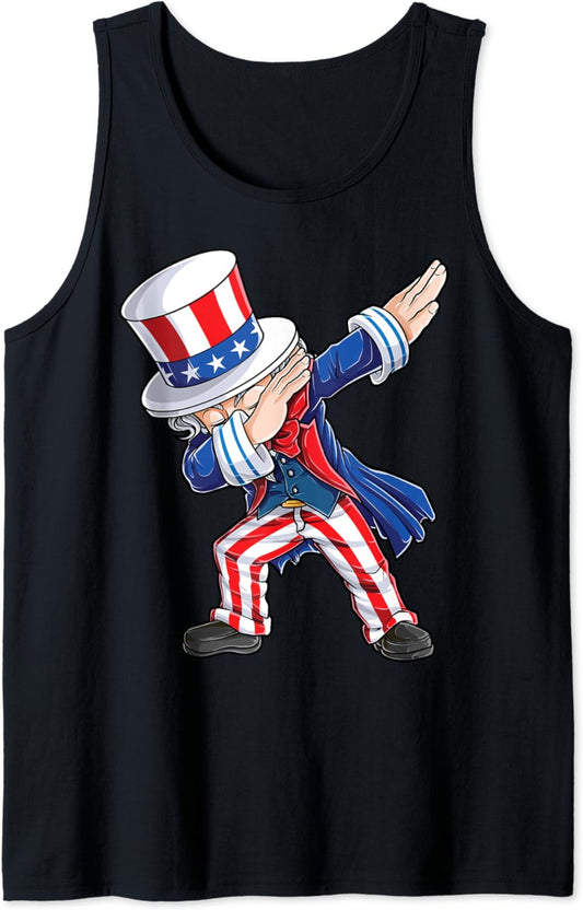 Dabbing Uncle Sam T shirt 4th Of July Men American Flag Gift Tank Top