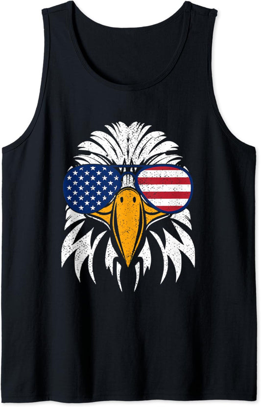 4th of July Bald Eagle Patriotic American Flag Glasses Gift Tank Top
