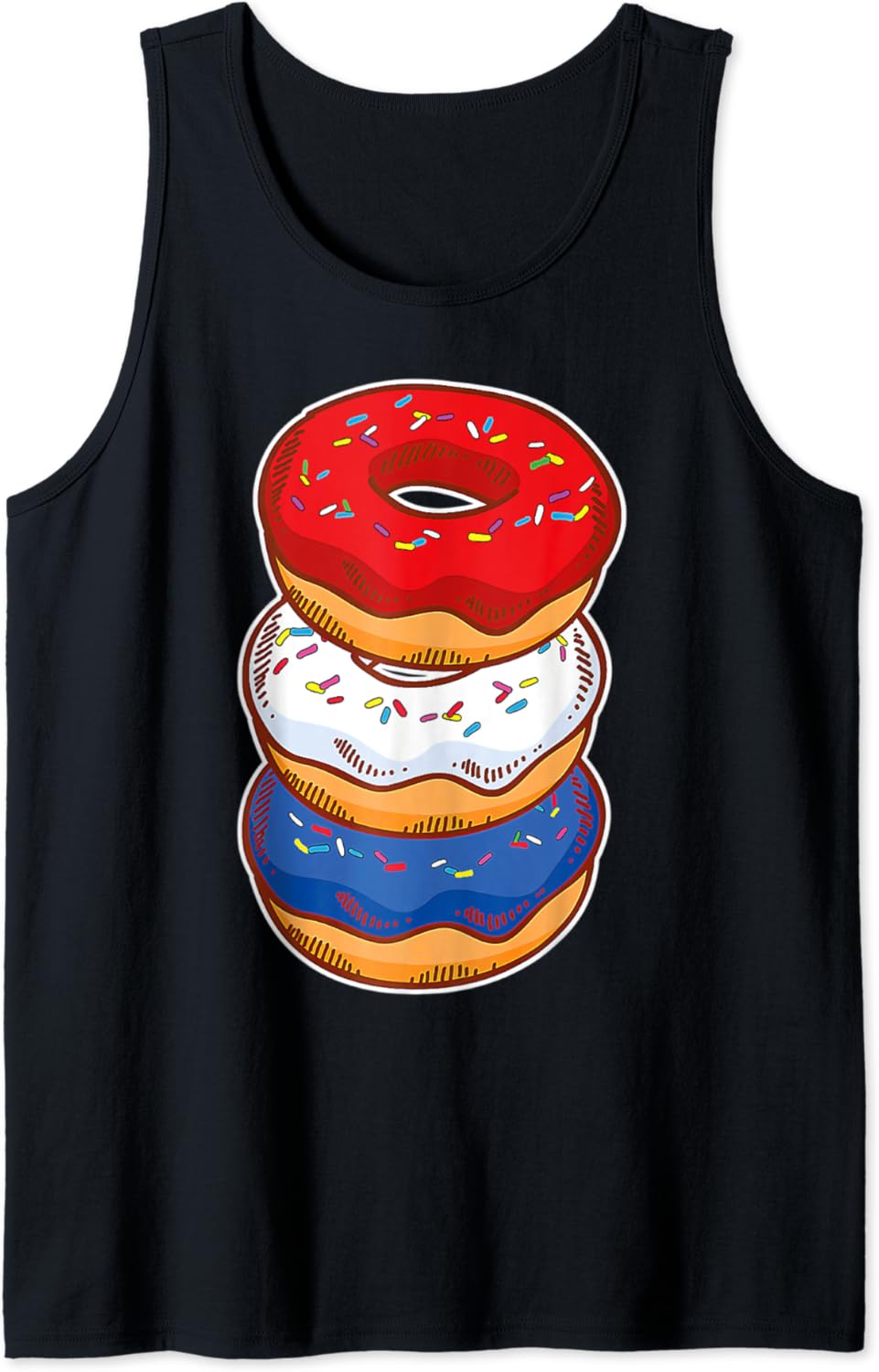 4th July Independence Day American Flag Sweet Donuts Graphic Tank Top