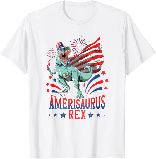 Amerisaurus Rex American Flag | Independence Day T-Shirt