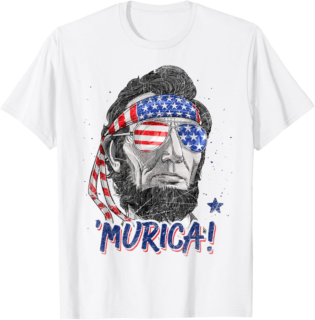 Merica Abe Lincoln T shirt 4th of July American Flag Murica