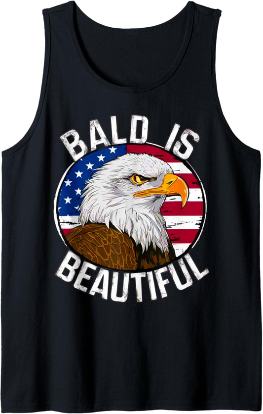 Bald Is Beautiful America 4th of July Independence Day Eagle Tank Top