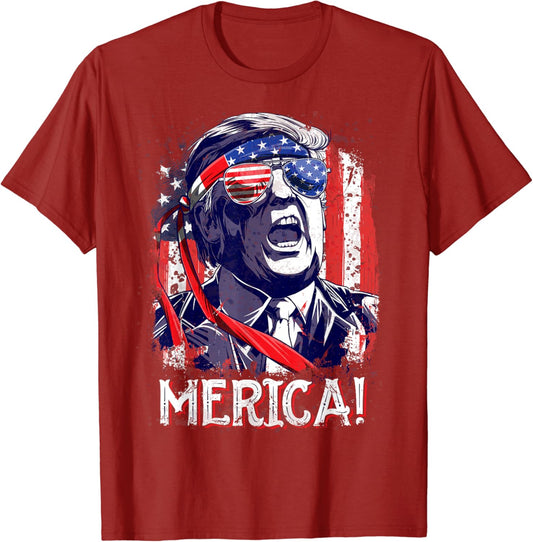 Trump Merica T Shirt 4th of July Men Boys Kids Murica Gifts