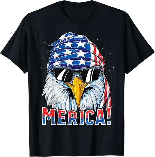 Eagle Mullet T Shirt 4th of July American Flag Merica USA