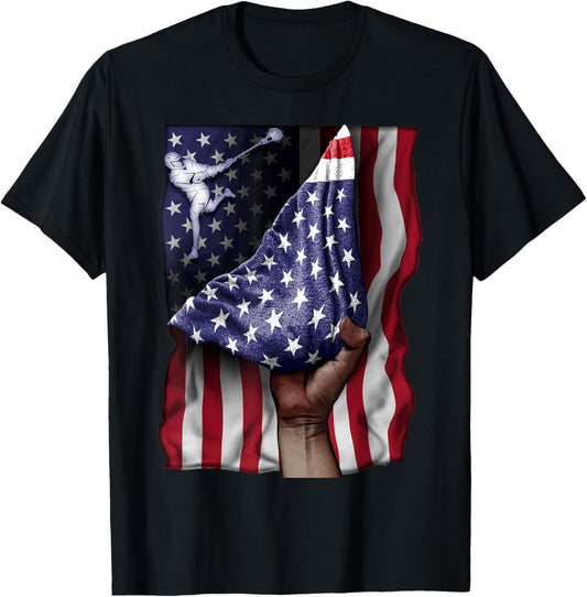 Day Of Independence US Flag Lacrosse T-Shirt