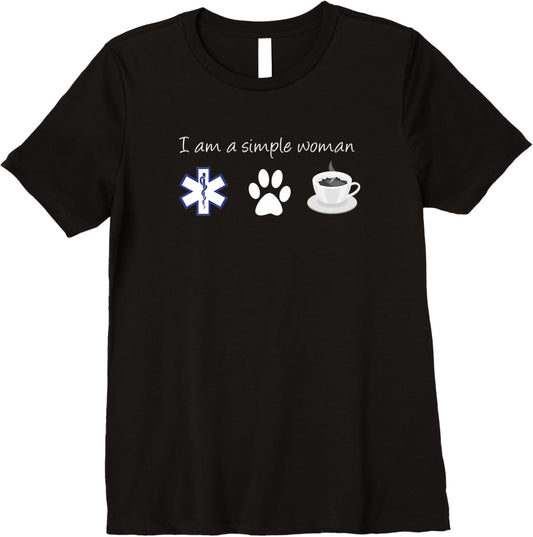 Womens EMT Dogs Coffee Shirt Dog Lover EMT Coffee Lover Gift Premium T-Shirt