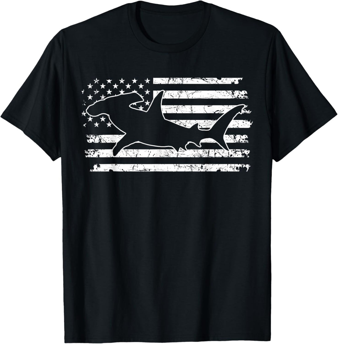 Hammerhead Shark US Flag Independence Day T-Shirt