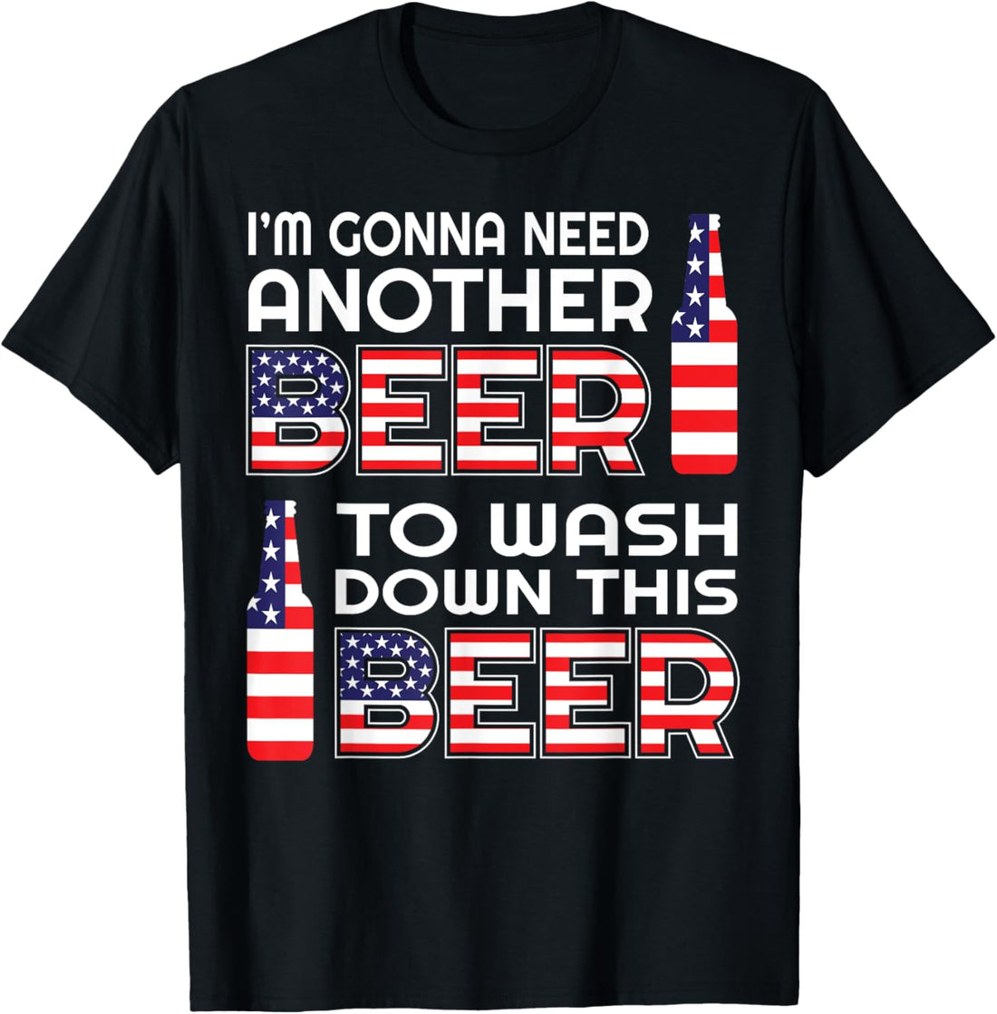 Funny Beer Drinking USA Flag 4th of July T-Shirt