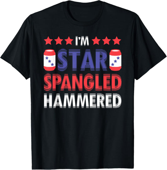 Beer Drinking Drinker Alcohol Funny 4th of July Hammered T-Shirt