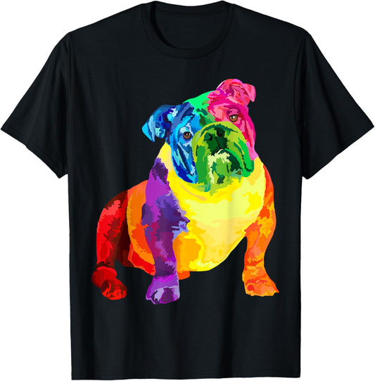 Dog Lover Gifts Womens Colorful Cool English Bulldog Mens T-Shirt