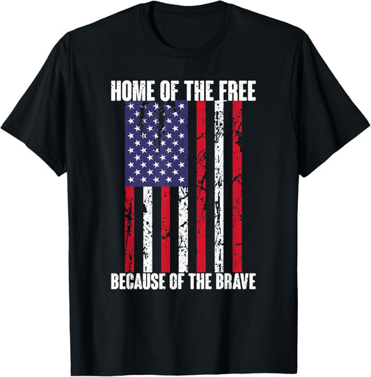 American Flag 4th of July Patriotic T Shirt Home Of The Free