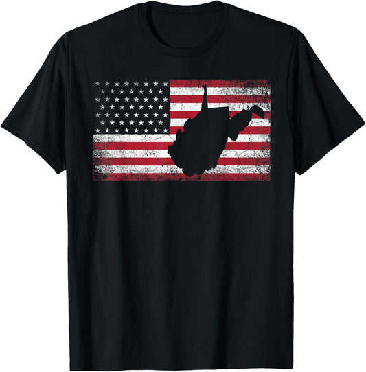 American Flag 4th of July West Virginia WV Vintage Men Women T-Shirt