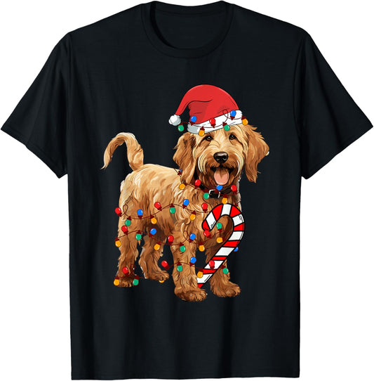 Goldendoodle Santa Christmas Lights Xmas Dog Lover Pajama T-Shirt